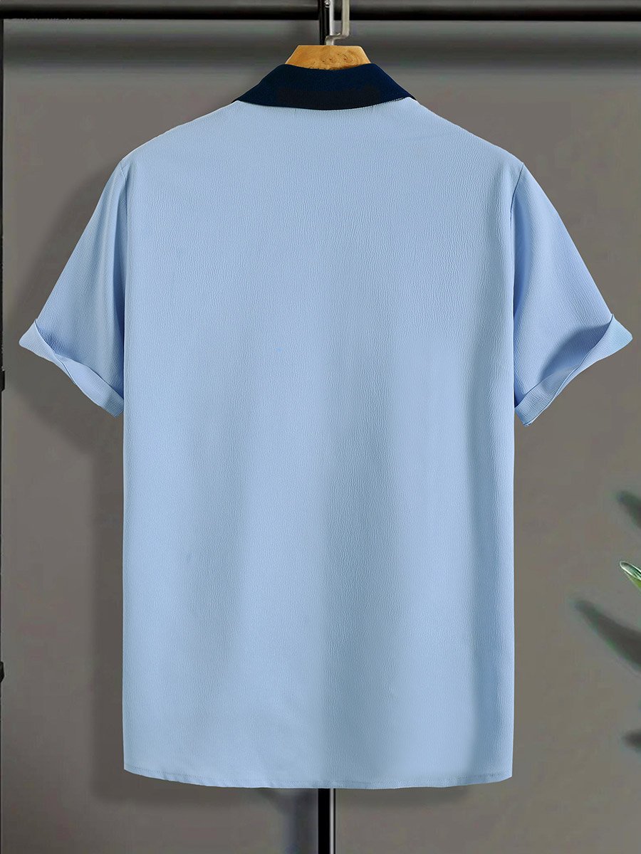 Men Color Block Short Sleeve Shirt