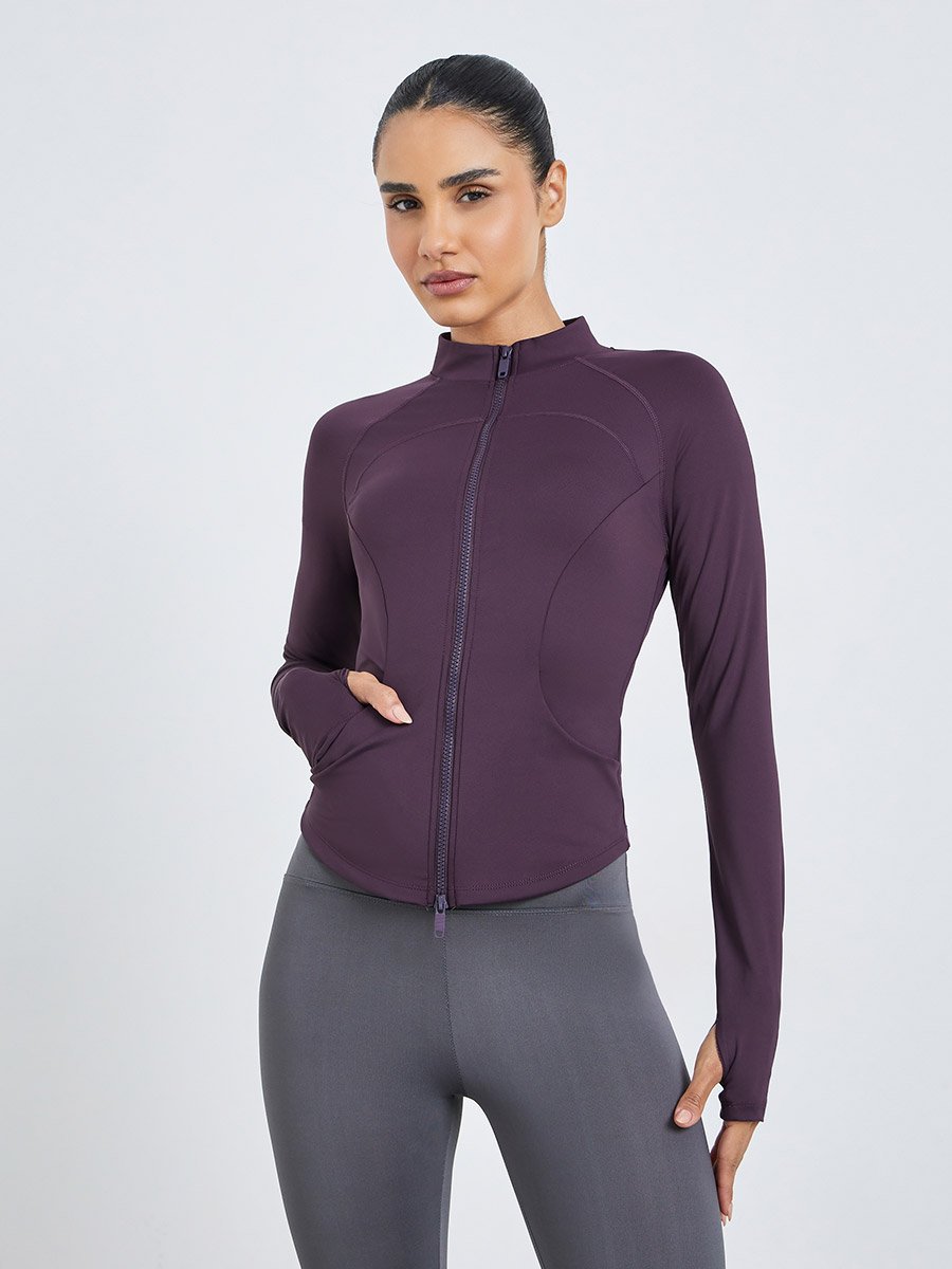 Purple Contour Seam Thumbhole Detail Jacket