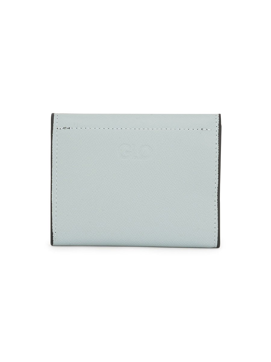 Blue Textured Button Closure Bi-Fold Wallet