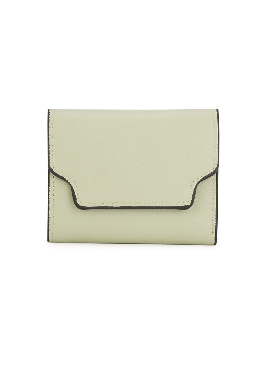 Green Textured Button Closure Bi-Fold Wallet