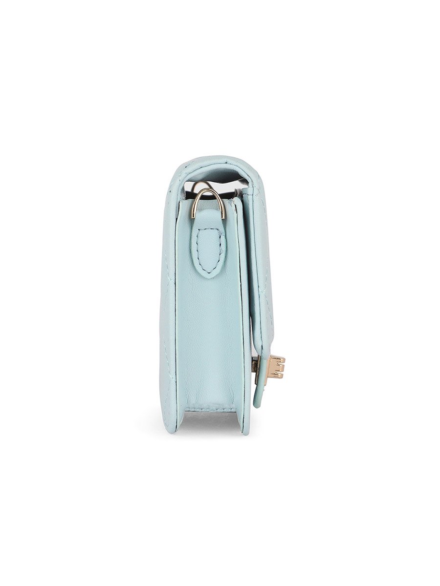 Blue Puffed Quilted Mini Sling Bag