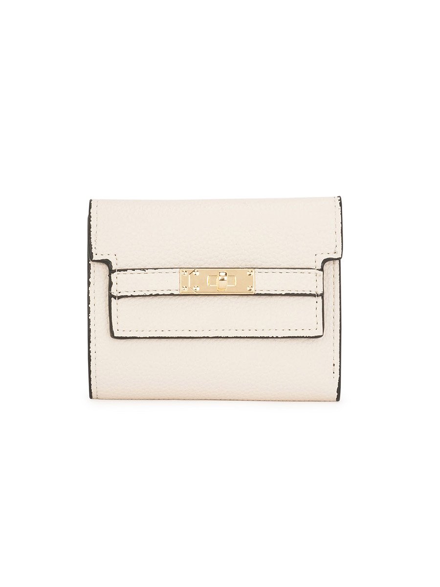 Off White Textured Detail Bi-Fold Wallet