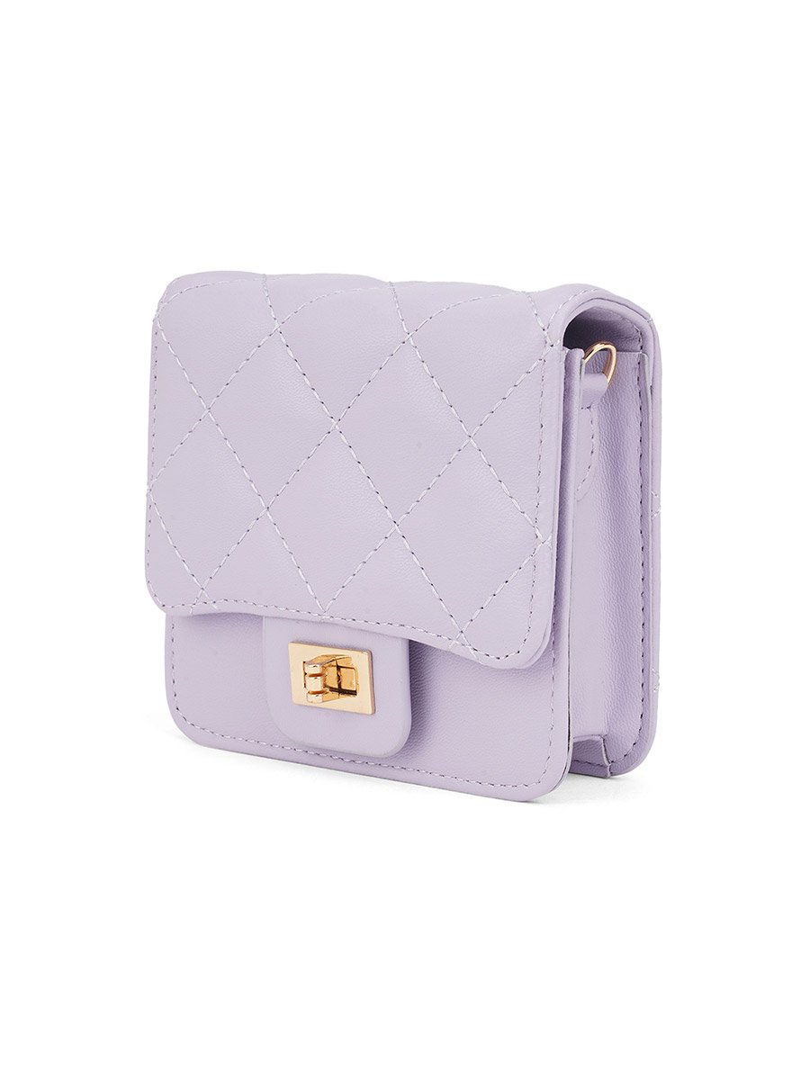 Lavender Puffed Quilted Mini Sling Bag