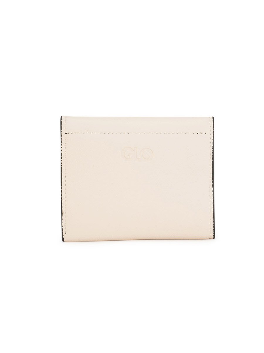 Off White Textured Button Closure Bi-Fold Wallet