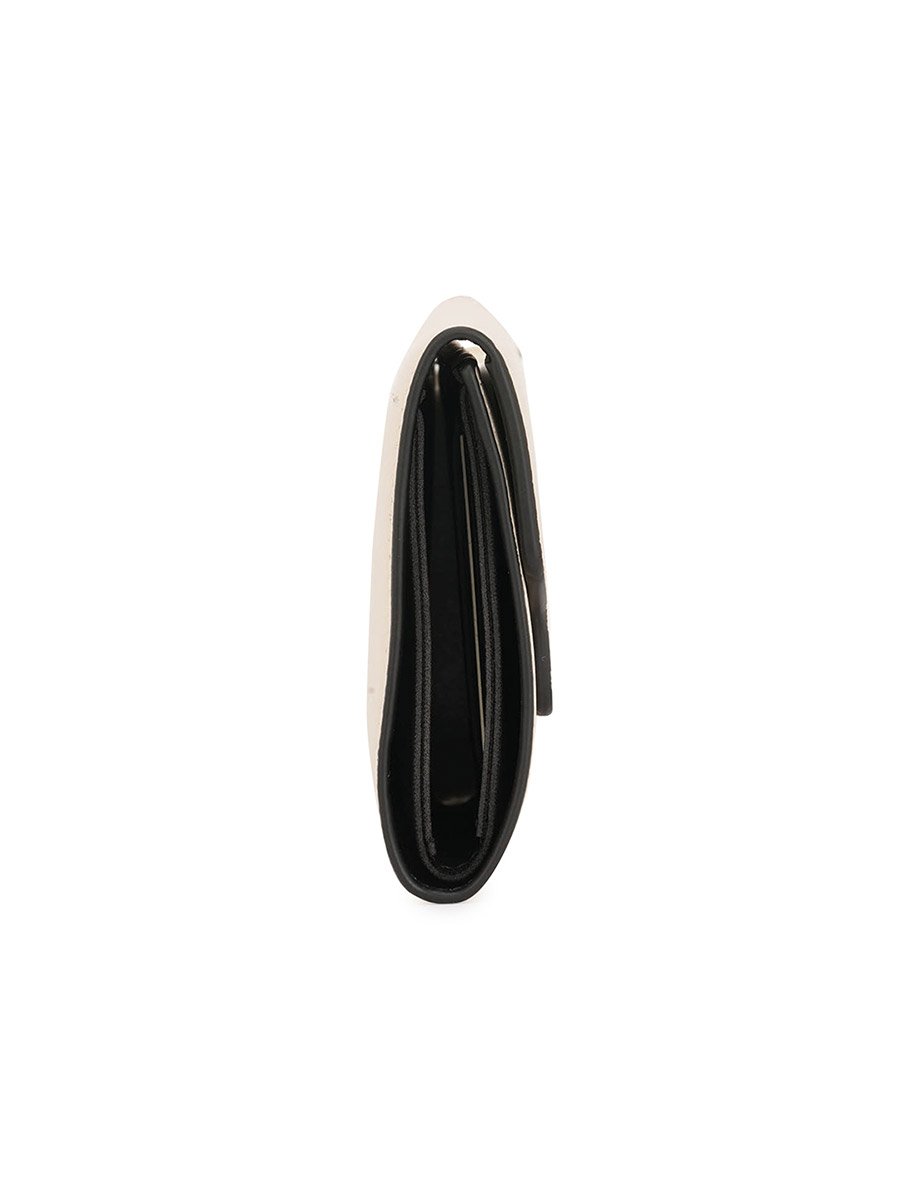 Off White Textured Button Closure Bi-Fold Wallet