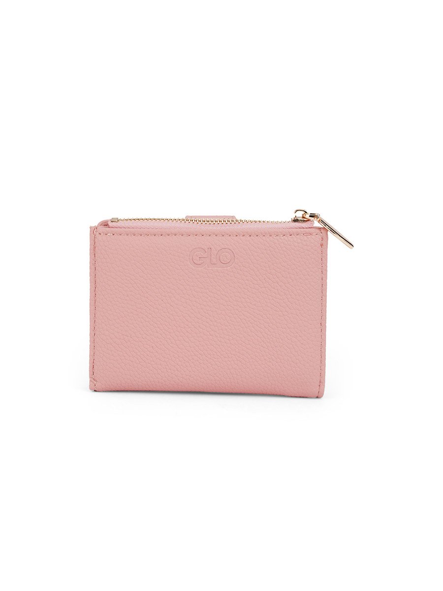 Pink Textured Bi-Fold Wallet with Zip Coin Pocket