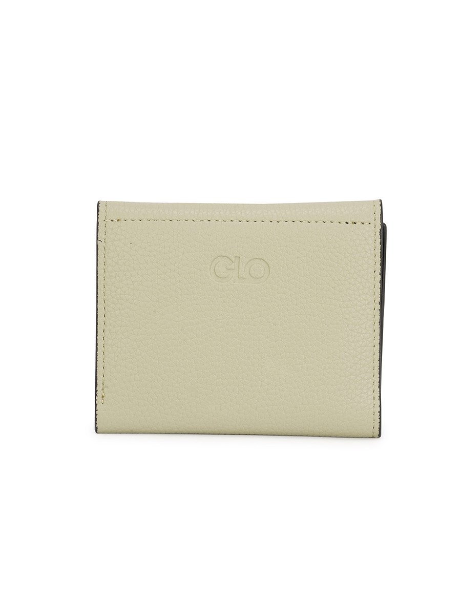 Green Textured Twist Lock Detail Bi-Fold Wallet