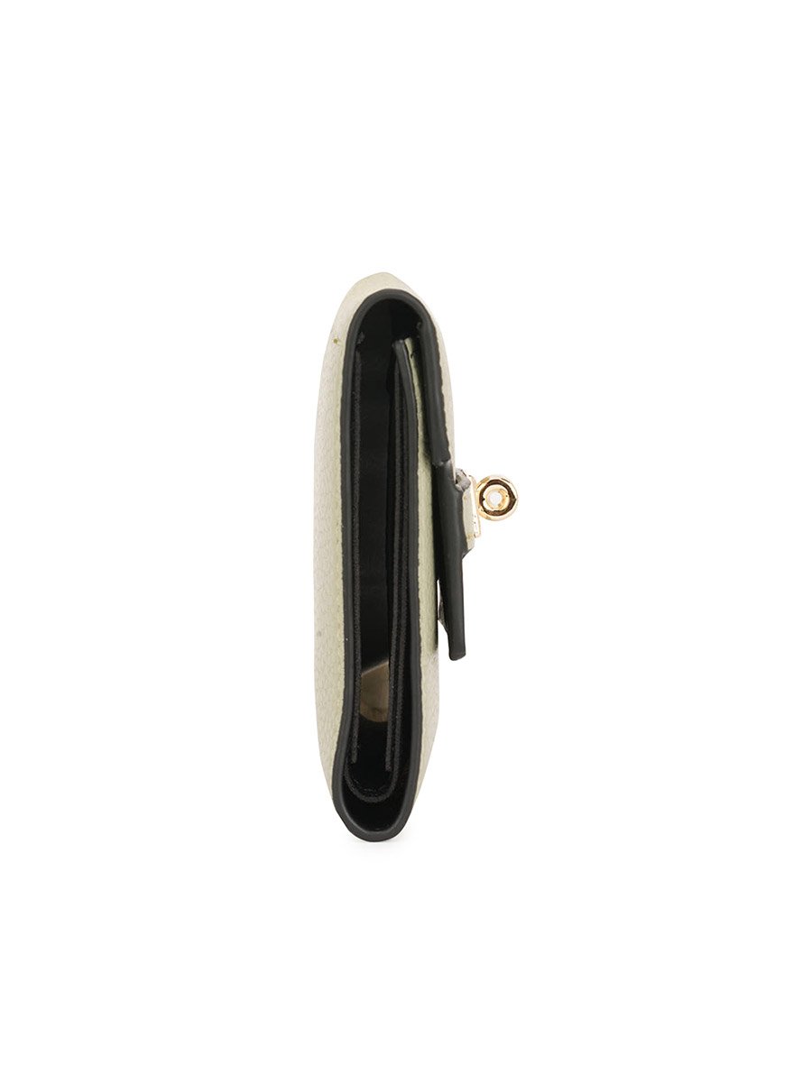 Green Textured Twist Lock Detail Bi-Fold Wallet