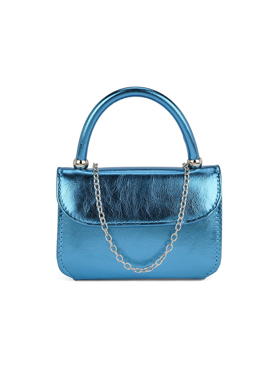 Turquoise Blue Shiny Single Handle Handbag