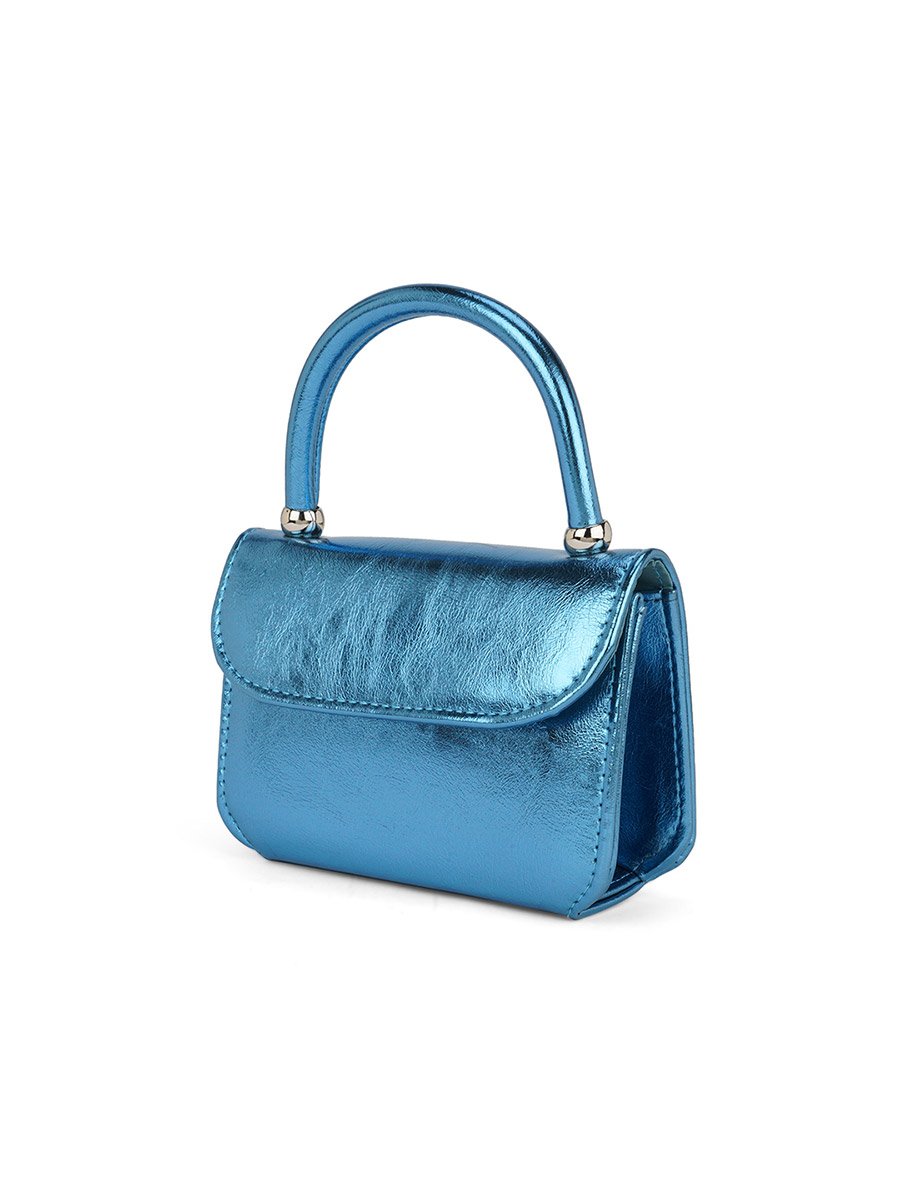 Turquoise Blue Shiny Single Handle Handbag