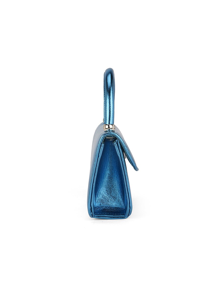 Turquoise Blue Shiny Single Handle Handbag