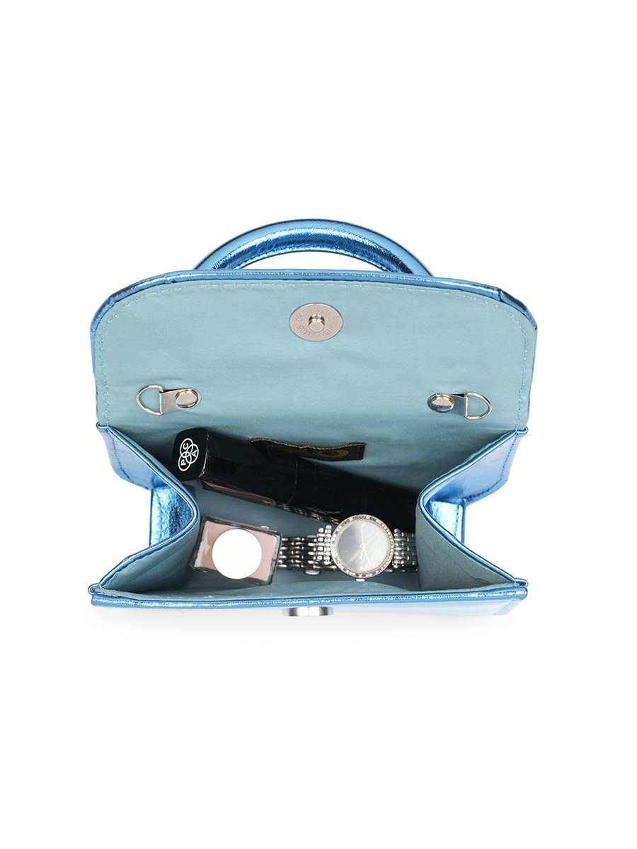 Turquoise Blue Shiny Single Handle Handbag