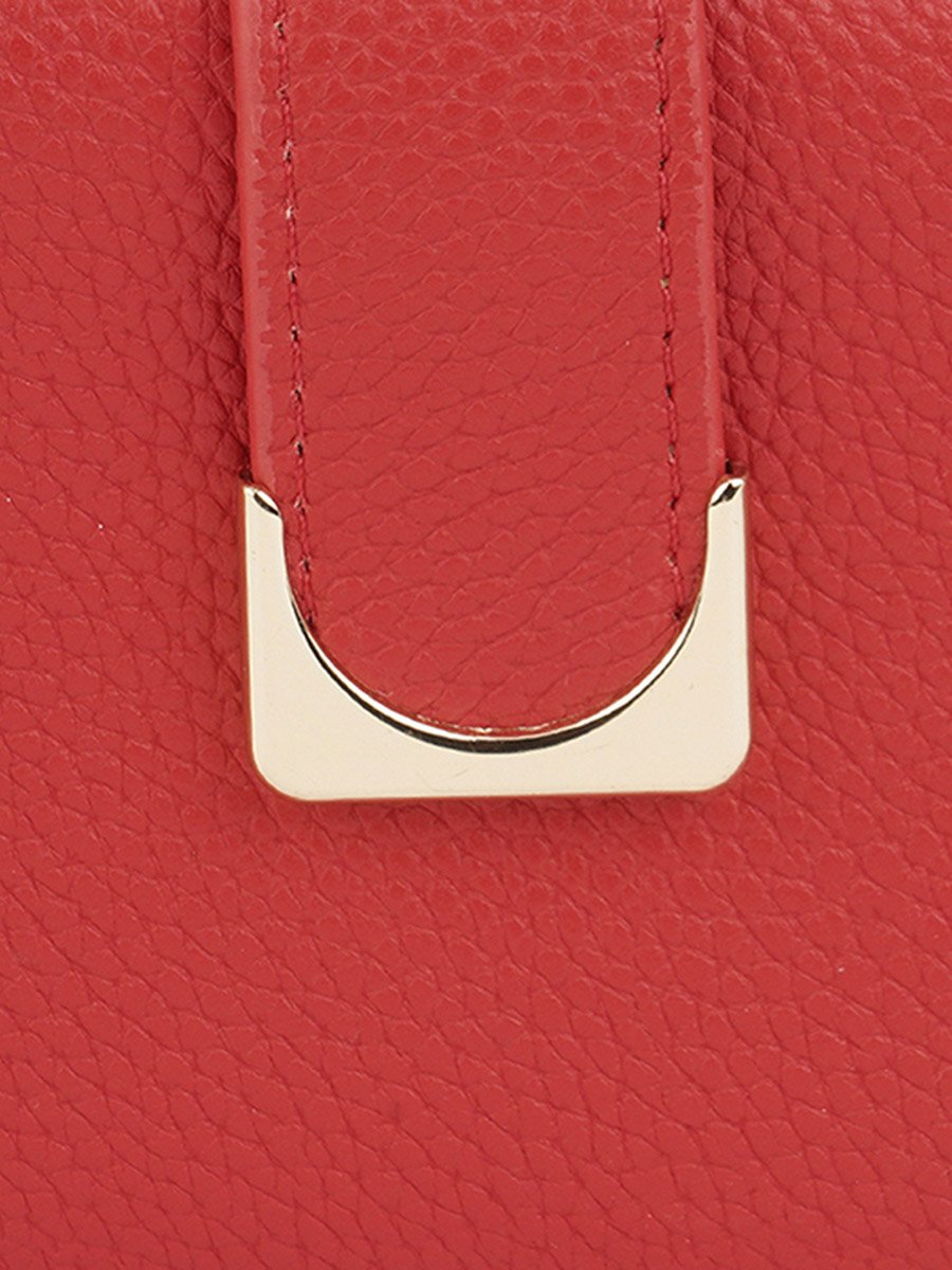 Red Textured Bi-Fold Wallet with Zip Coin Pocket
