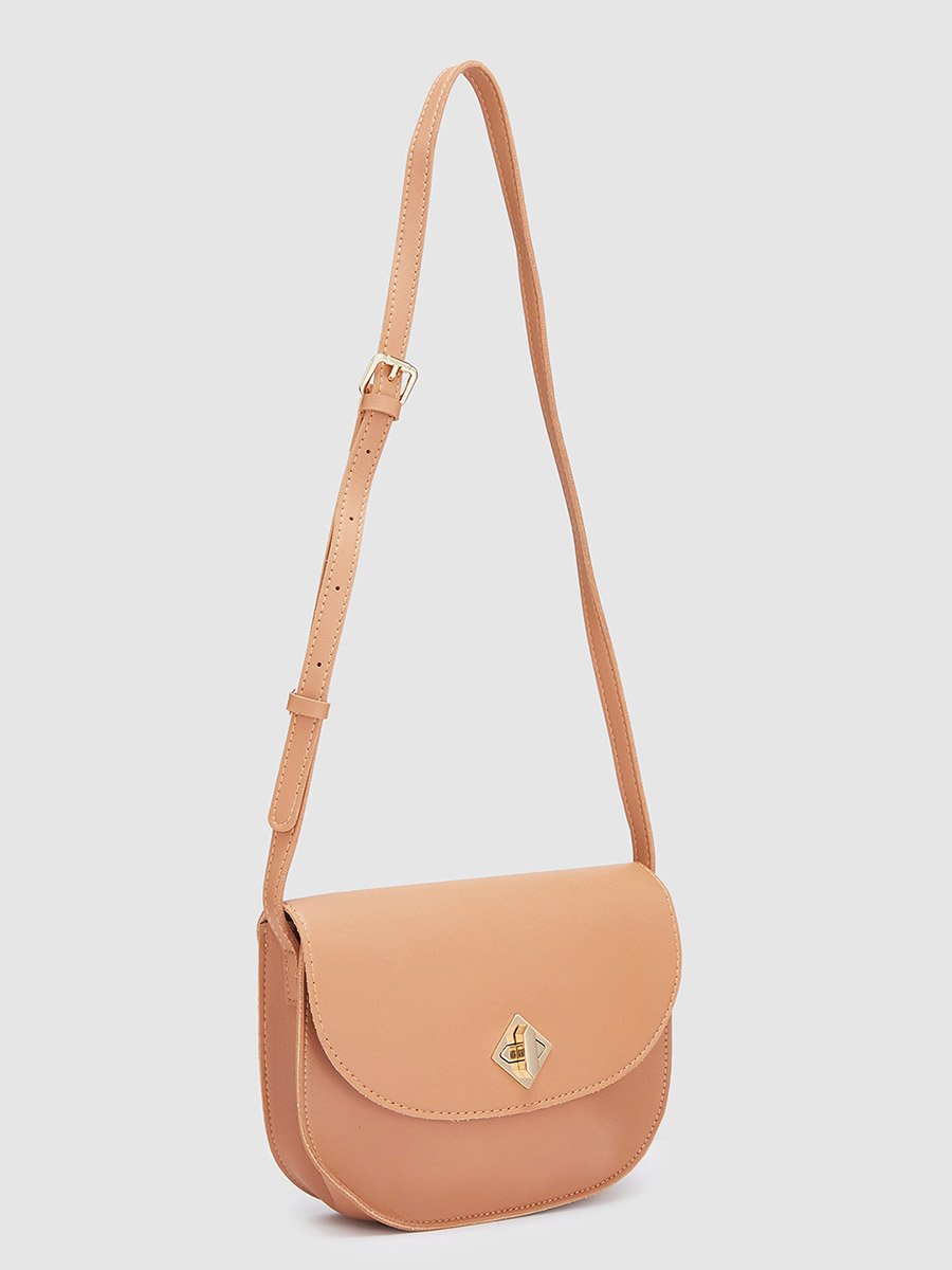 Tan Solid Crossbody Bag