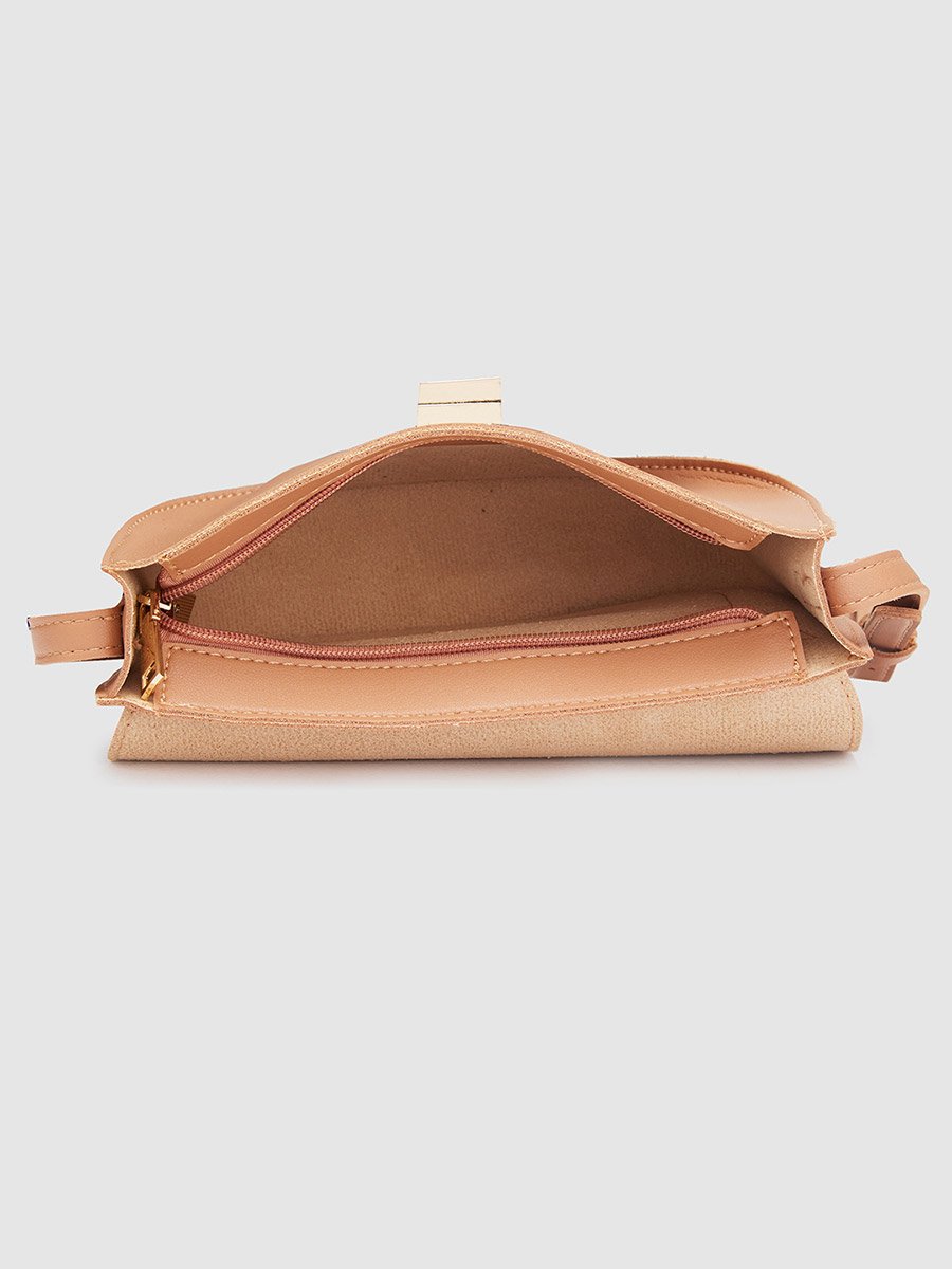 Tan Solid Crossbody Bag