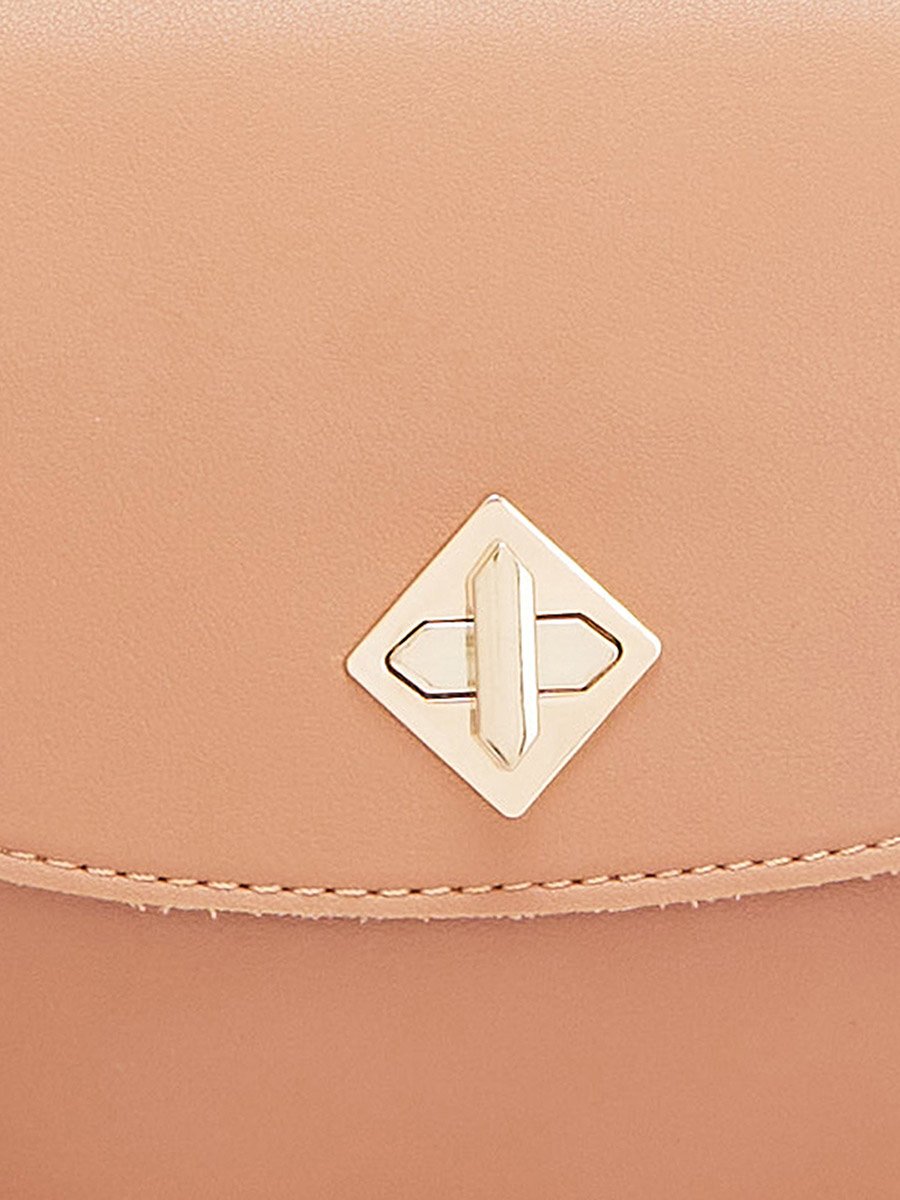 Tan Solid Crossbody Bag