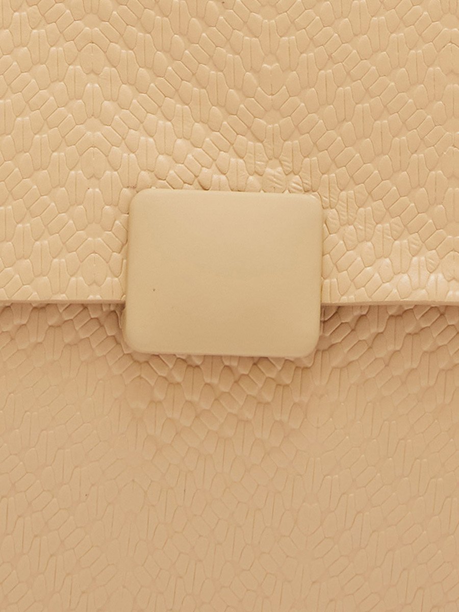 Khaki Textured Handbag with Top Handle