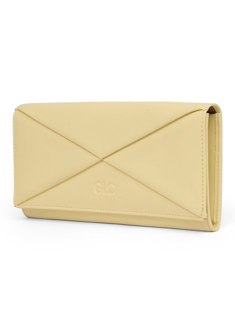 Yellow Textured Wallet with Zip Coin Pocket