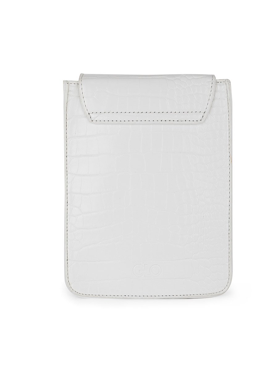White Croc Skin Textured Crossbody Bag