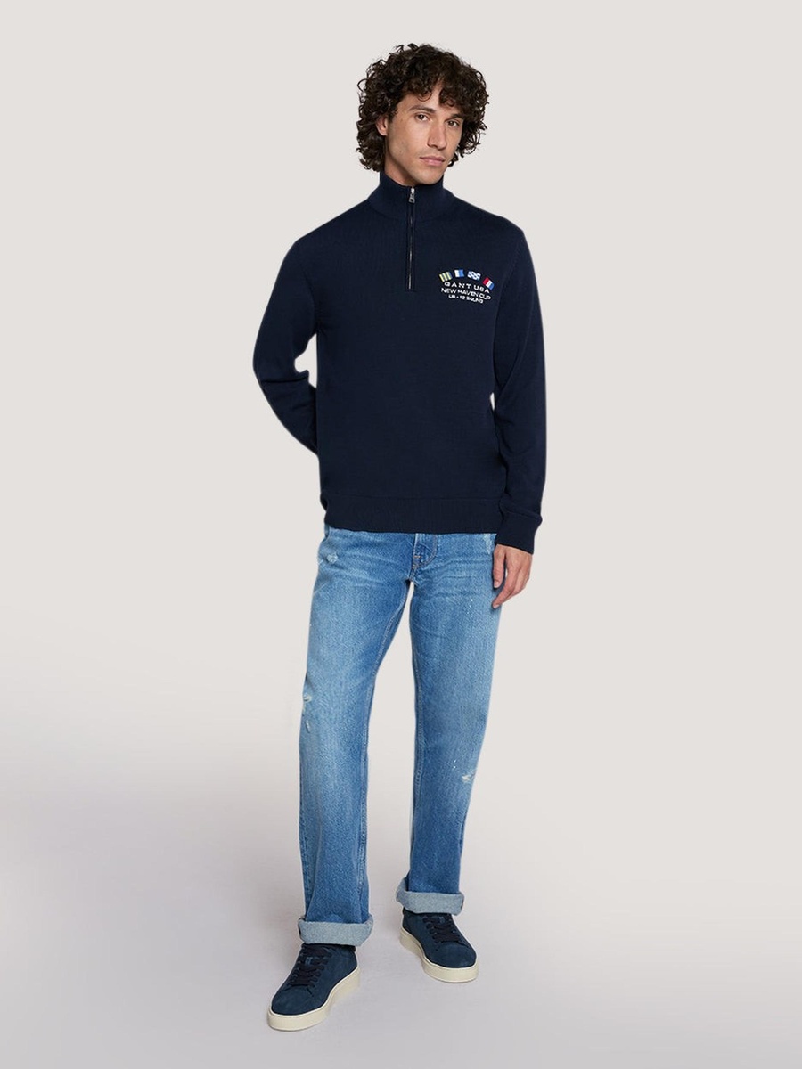 Men Nautical Flags Half-Zip Sweater