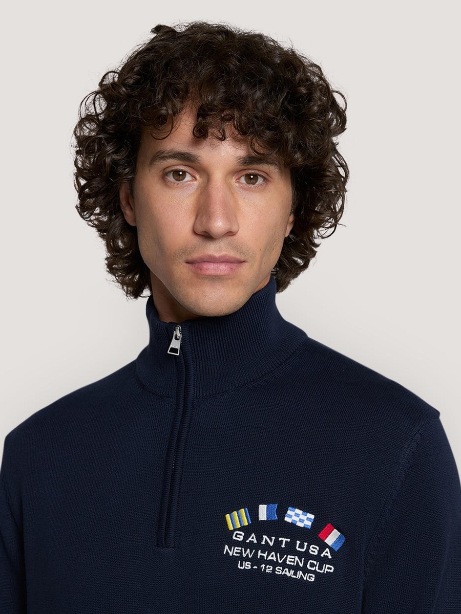 Men Nautical Flags Half-Zip Sweater