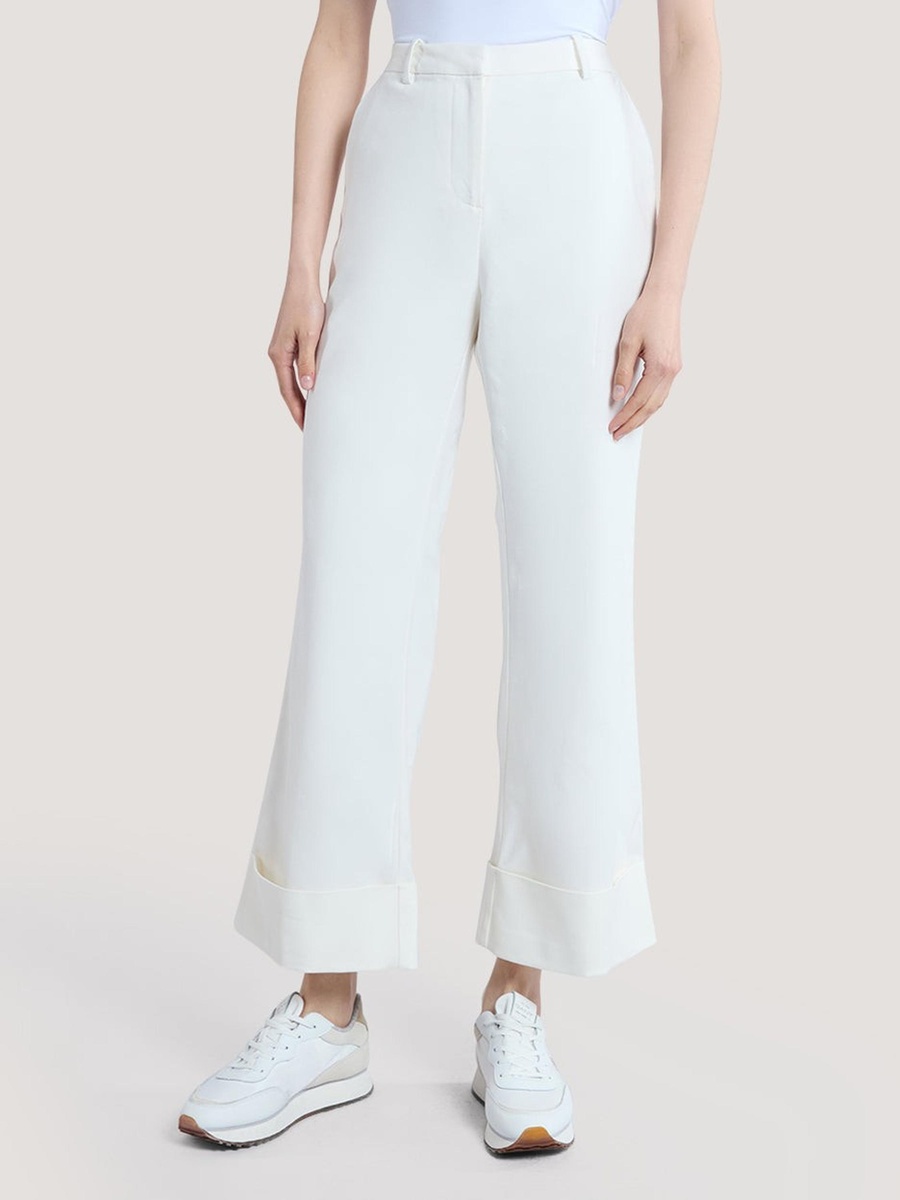 White Creased Turn-Up Pants