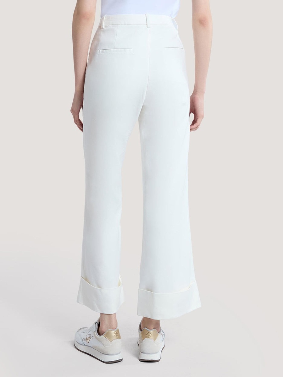 White Creased Turn-Up Pants