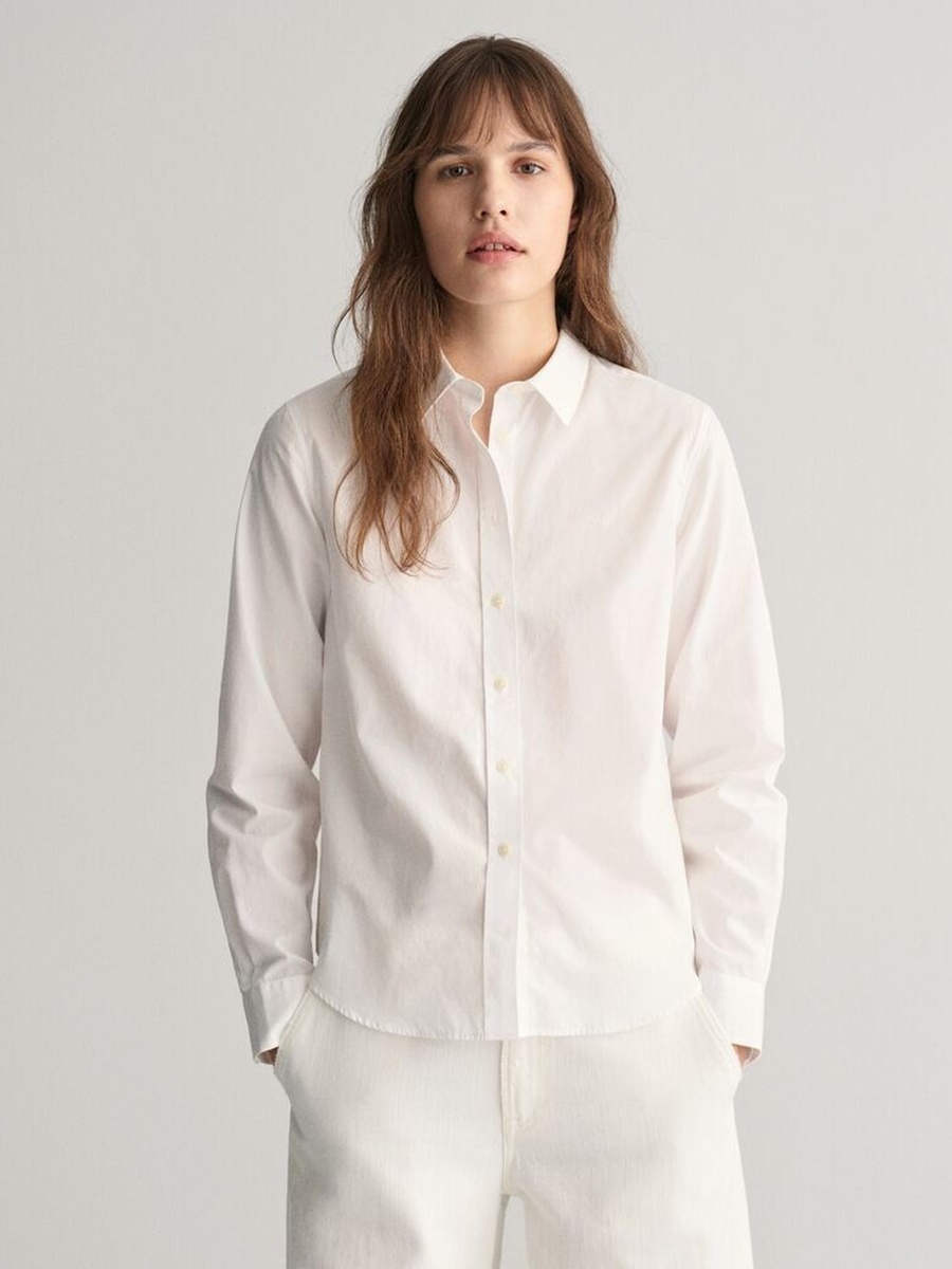 White Regular Fit Poplin Shirt