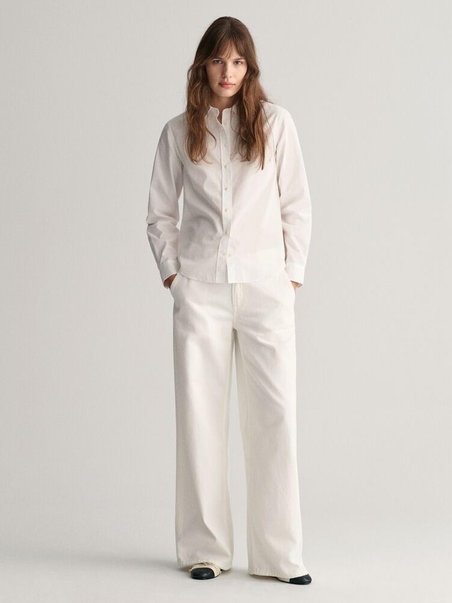 White Regular Fit Poplin Shirt