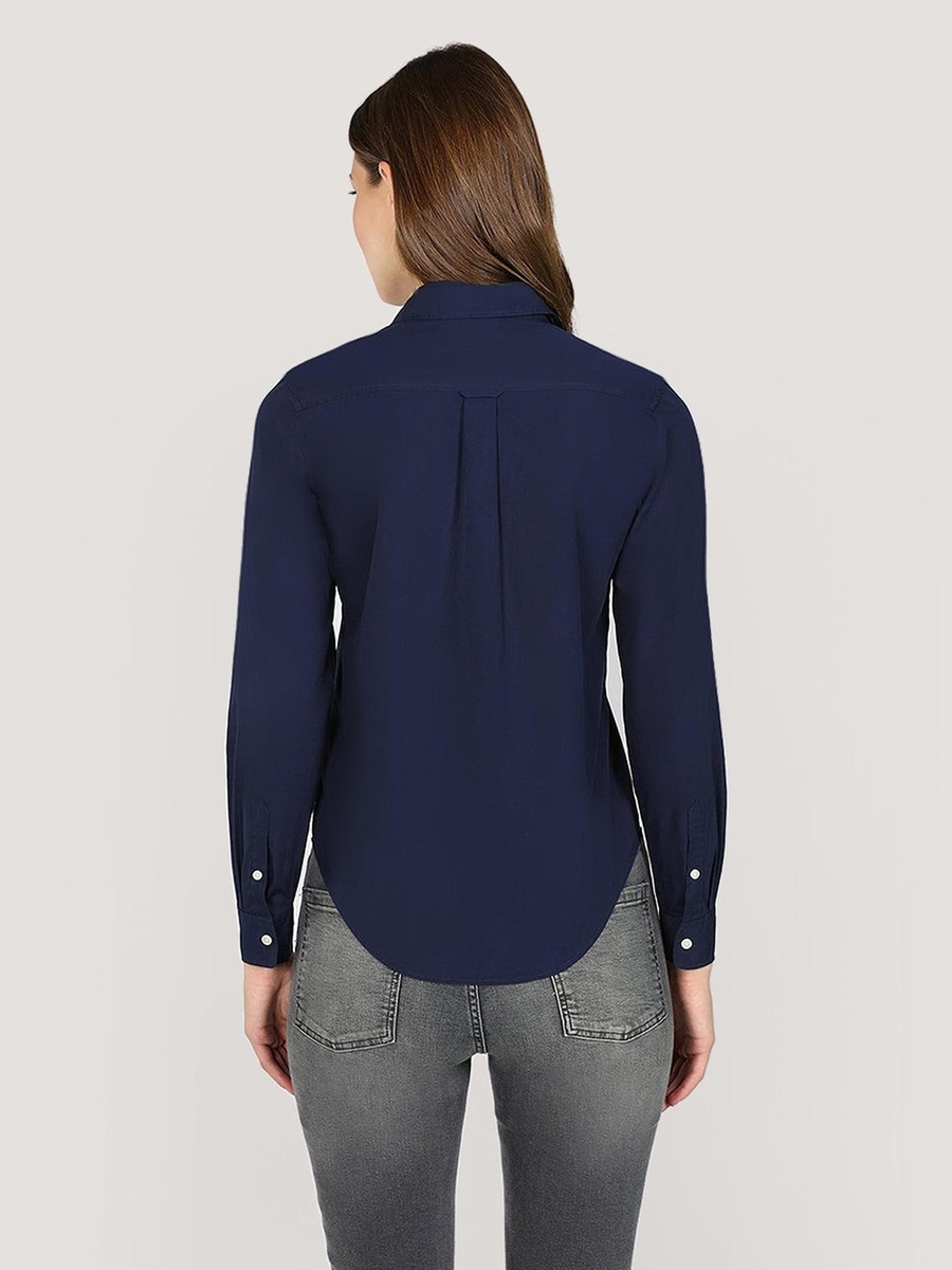 Navy Blue Slim Fit Poplin Shirt