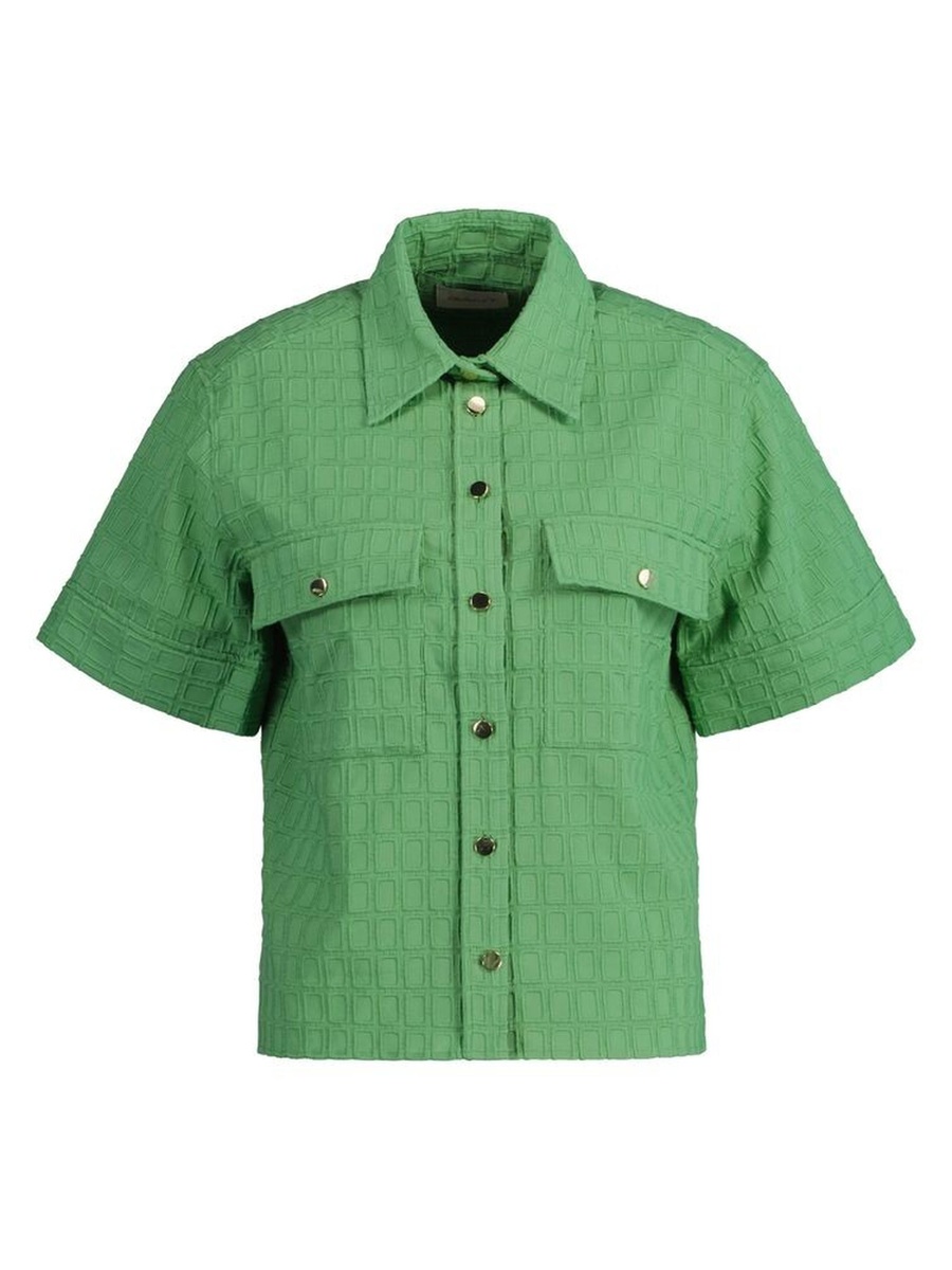 Green Embroidered Short Sleeve Shirt