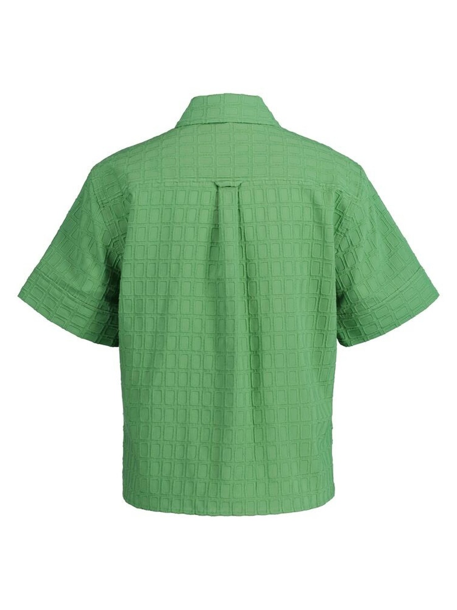 Green Embroidered Short Sleeve Shirt