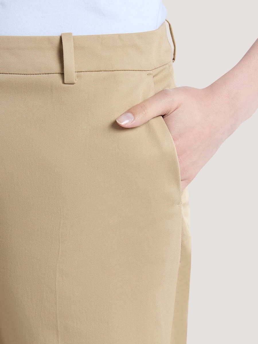 Brown Cotton Cropped Suit Pants