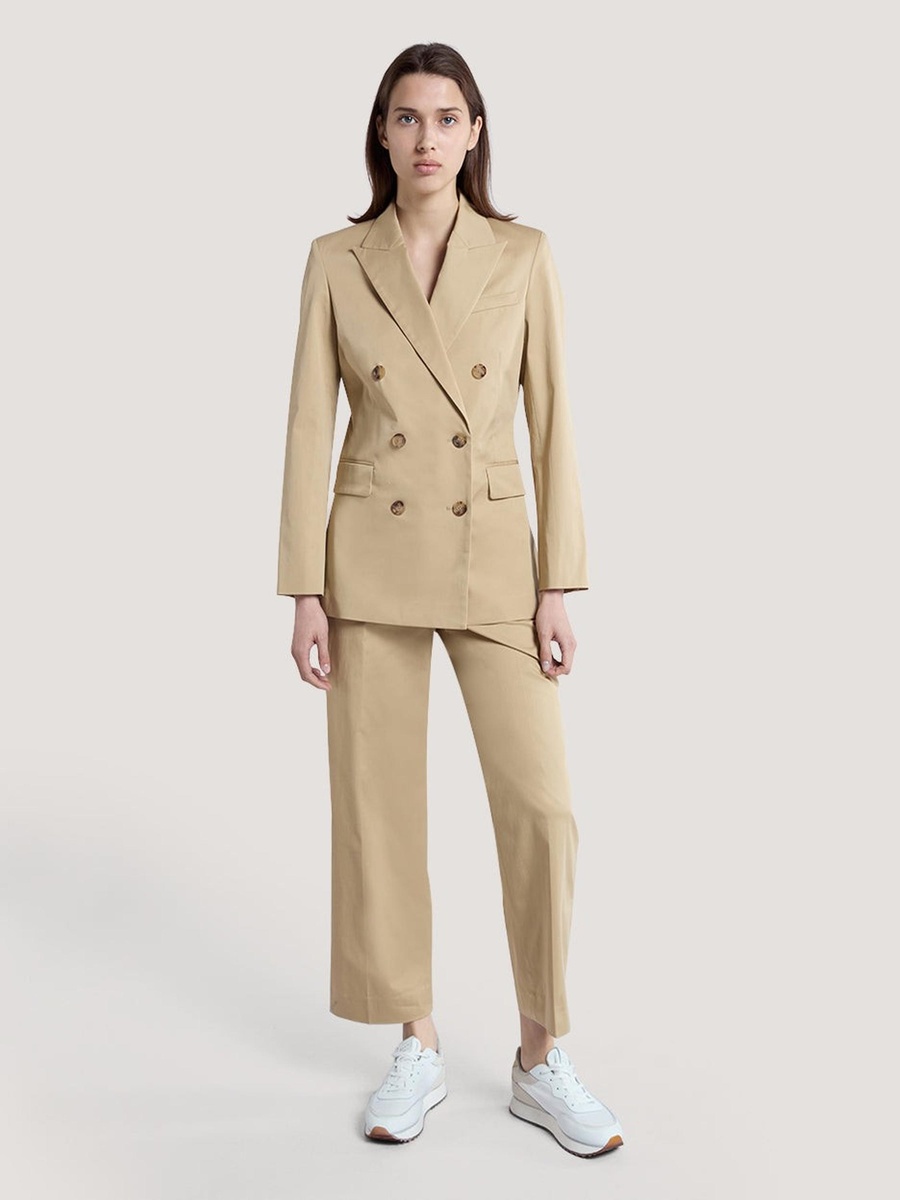 Brown Cotton Cropped Suit Pants