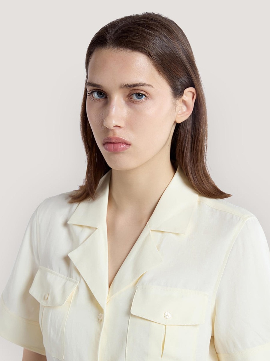 Cream Regular Fit Pocket Midi Dress