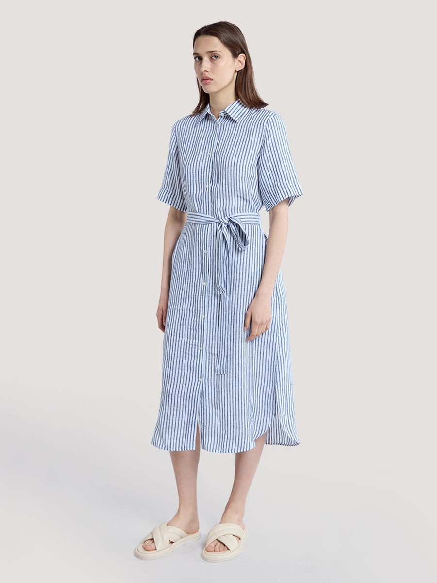 Blue Striped Rib Knit Rugger Midi Dress For Women at UAE | Styli Blue Striped Rib Knit Rugger Midi Dress For Women at UAE | Styli