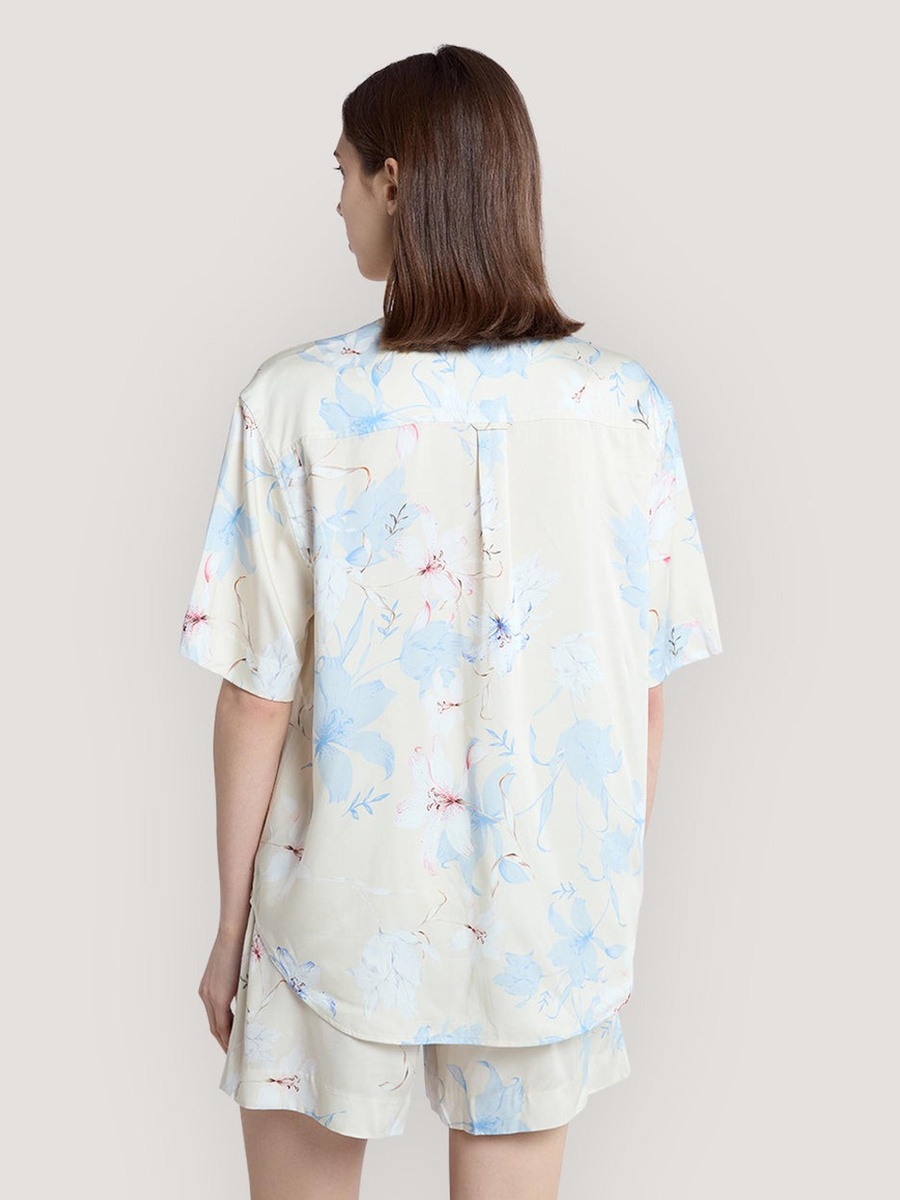 Cream Regular Fit Floral Print Shirt