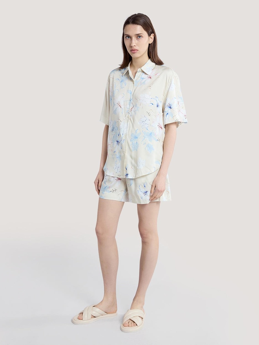 Cream Regular Fit Floral Print Shirt