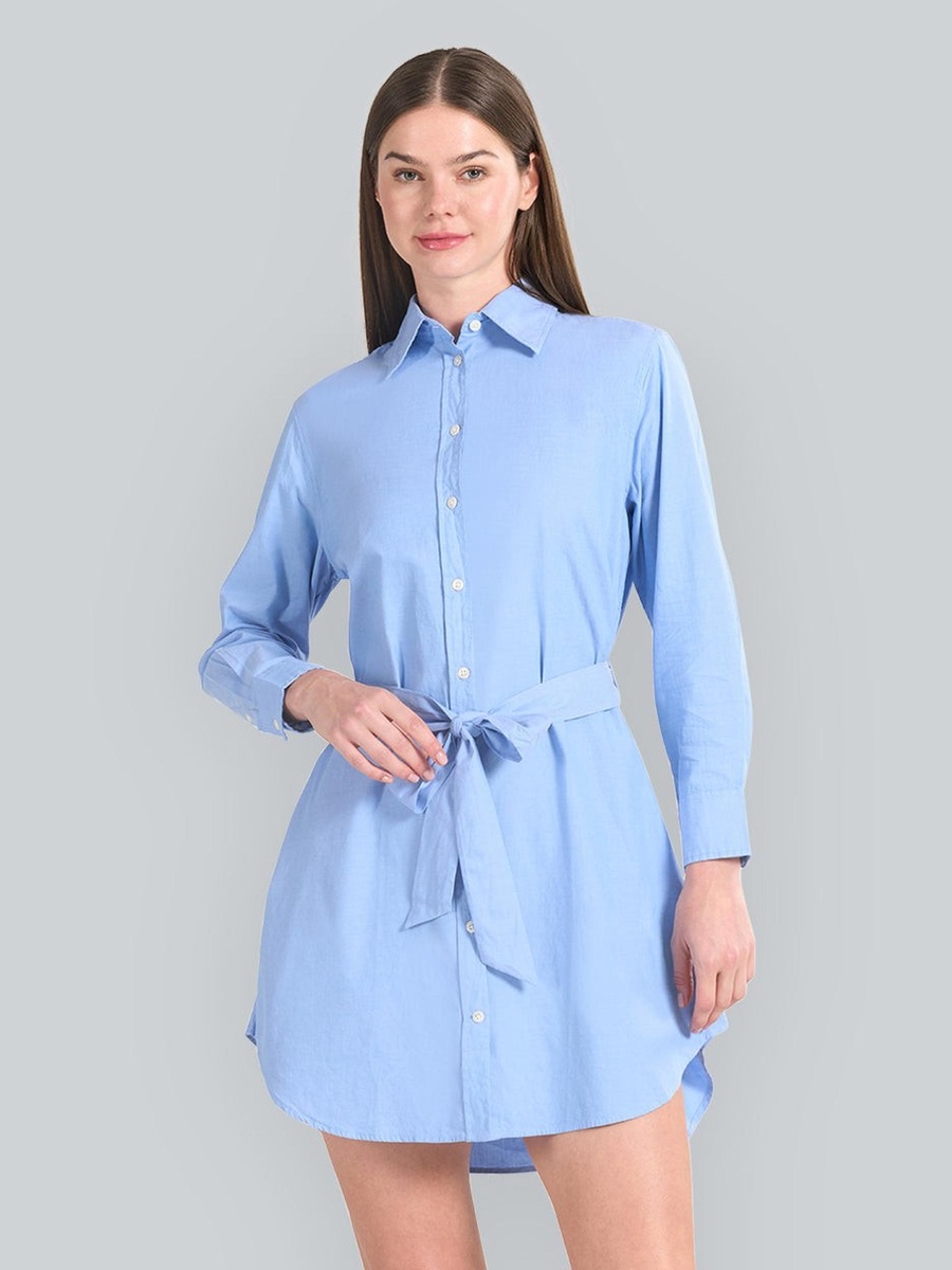 Blue Luxury Oxford Shirt Mini Dress