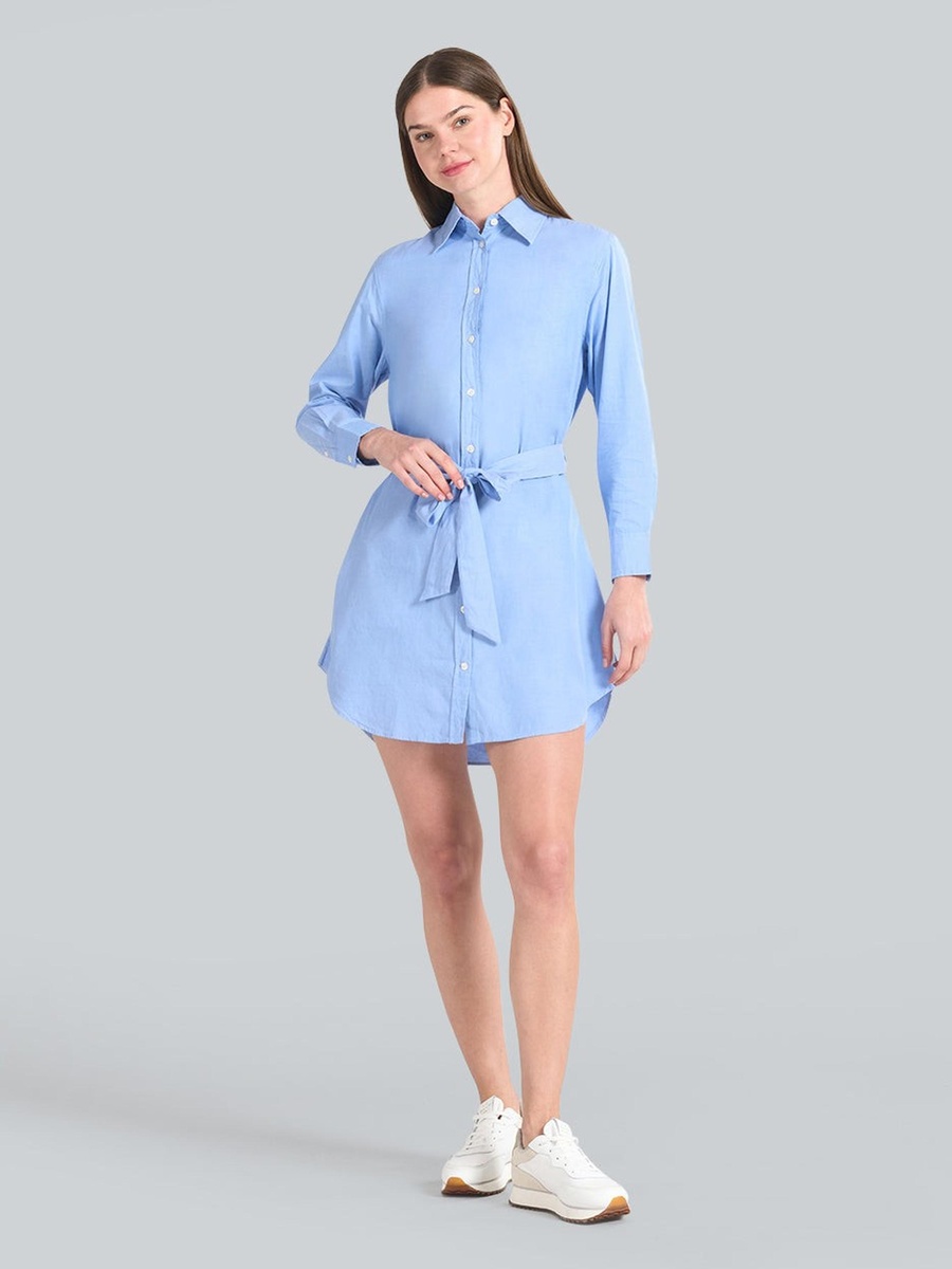 Blue Luxury Oxford Shirt Mini Dress