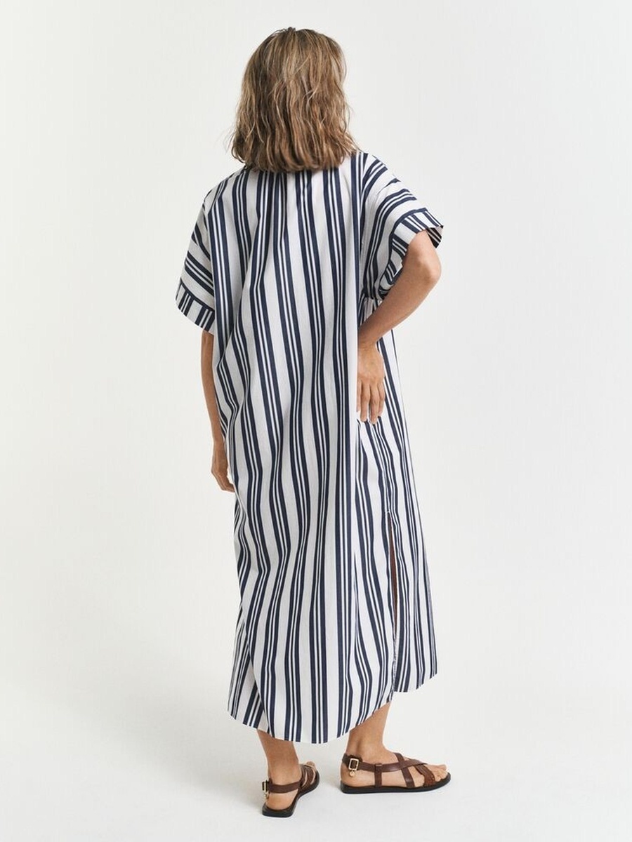 Blue Oversized Striped Maxi Dress
