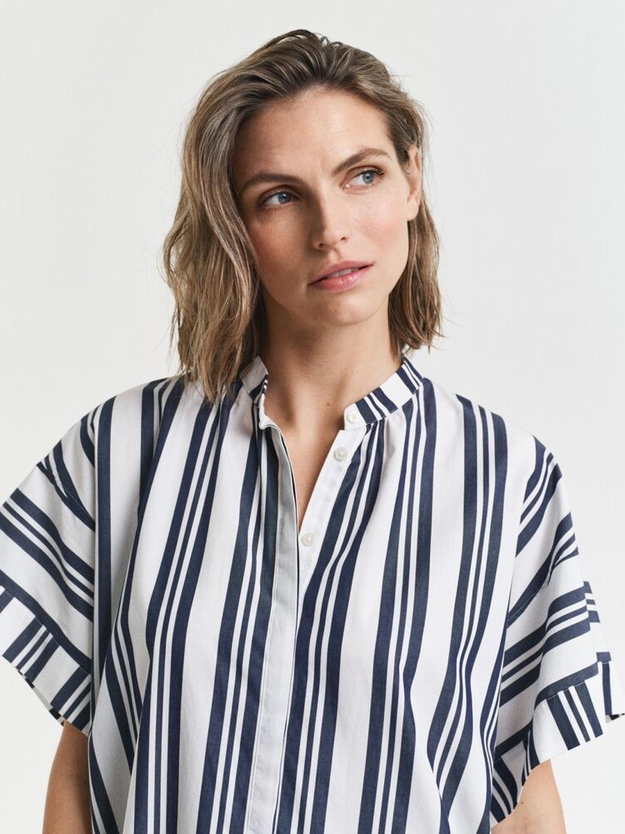Blue Oversized Striped Maxi Dress