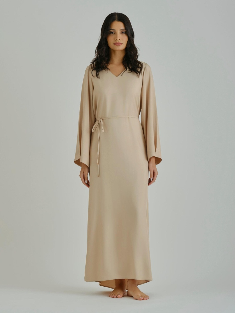 Brown V Neck Maxi Dress