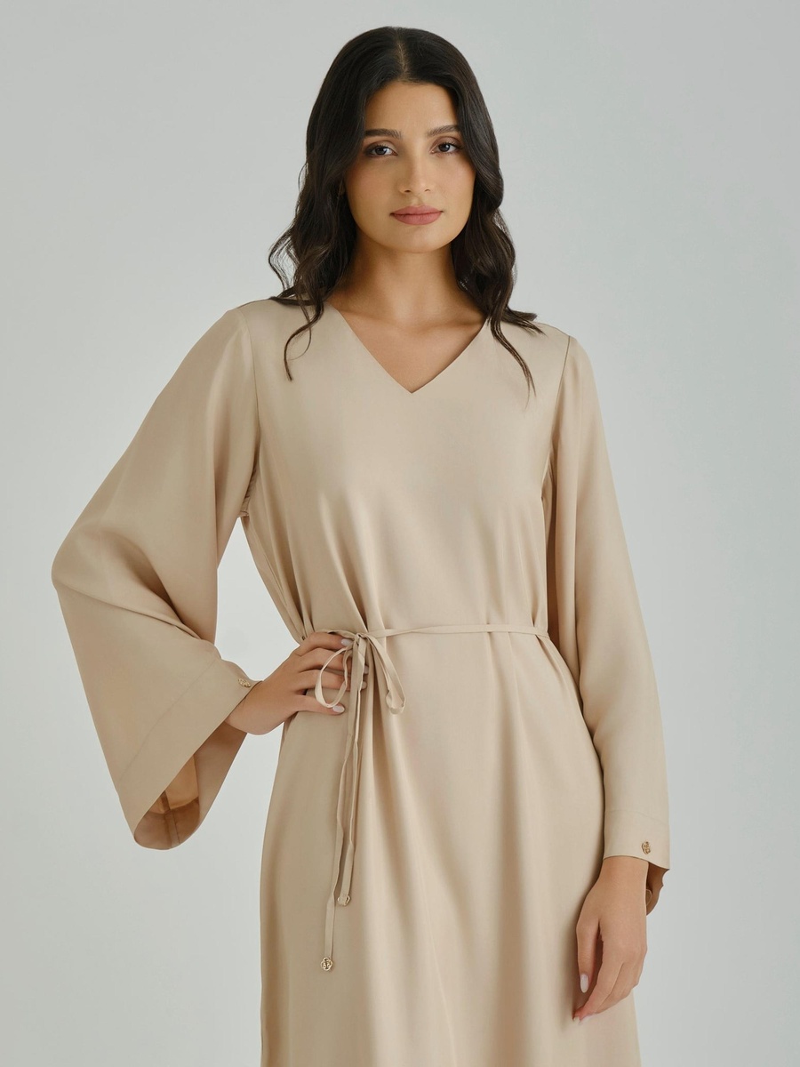 Brown V Neck Maxi Dress