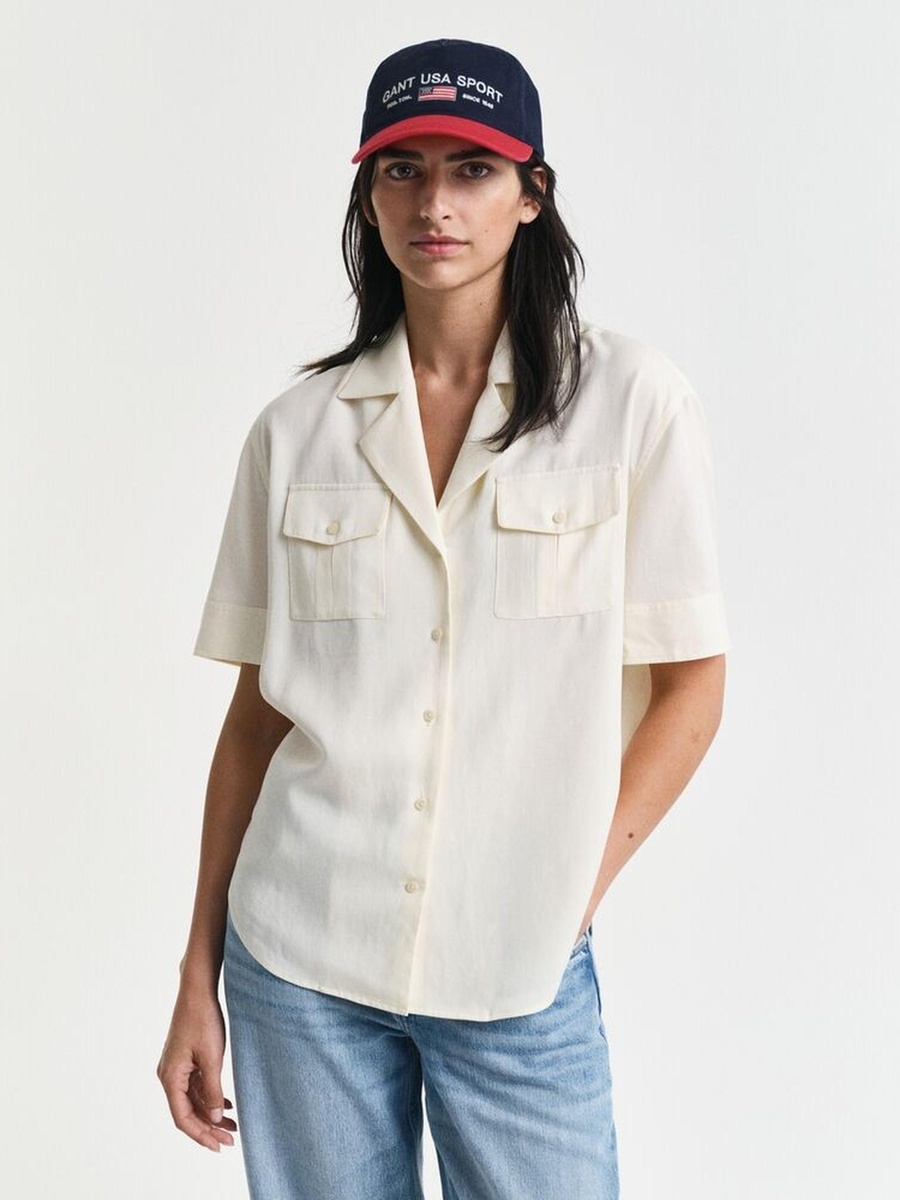 White Relaxed Fit Pocket Detail Shirt