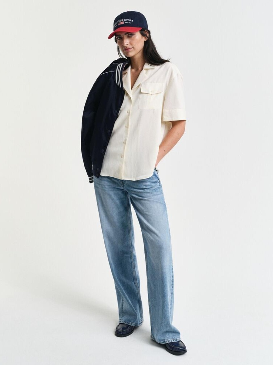 White Relaxed Fit Pocket Detail Shirt