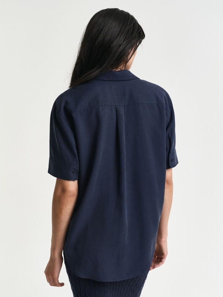 Navy Blue Relaxed Fit Pocket Detail Shirt