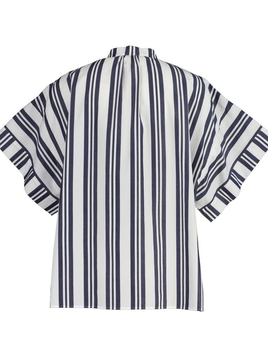 Blue Oversized Striped Popover Shirt