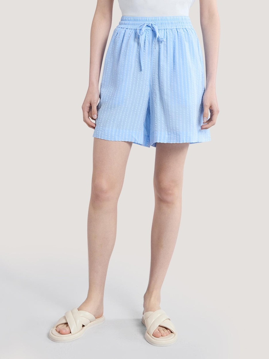 Blue Tonal Striped Seersucker Shorts