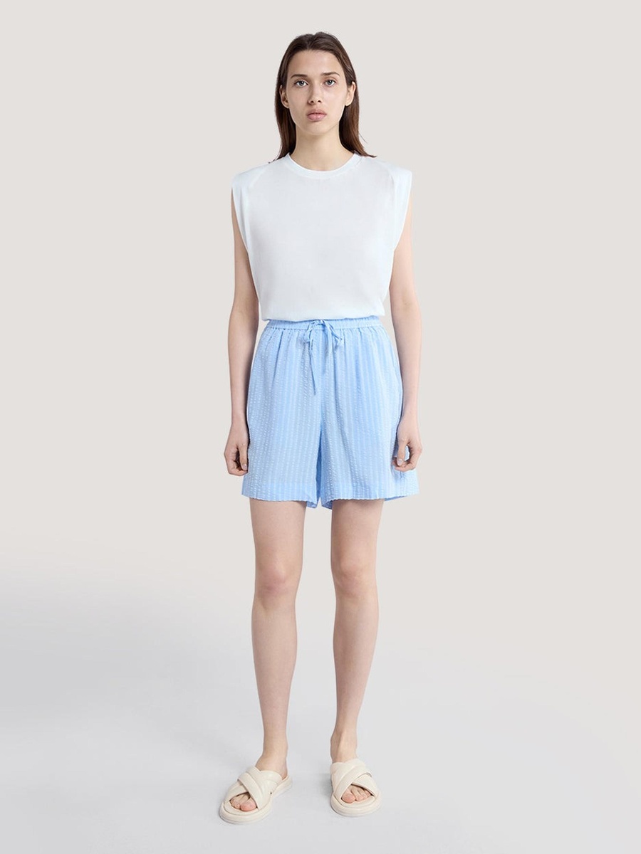 Blue Tonal Striped Seersucker Shorts